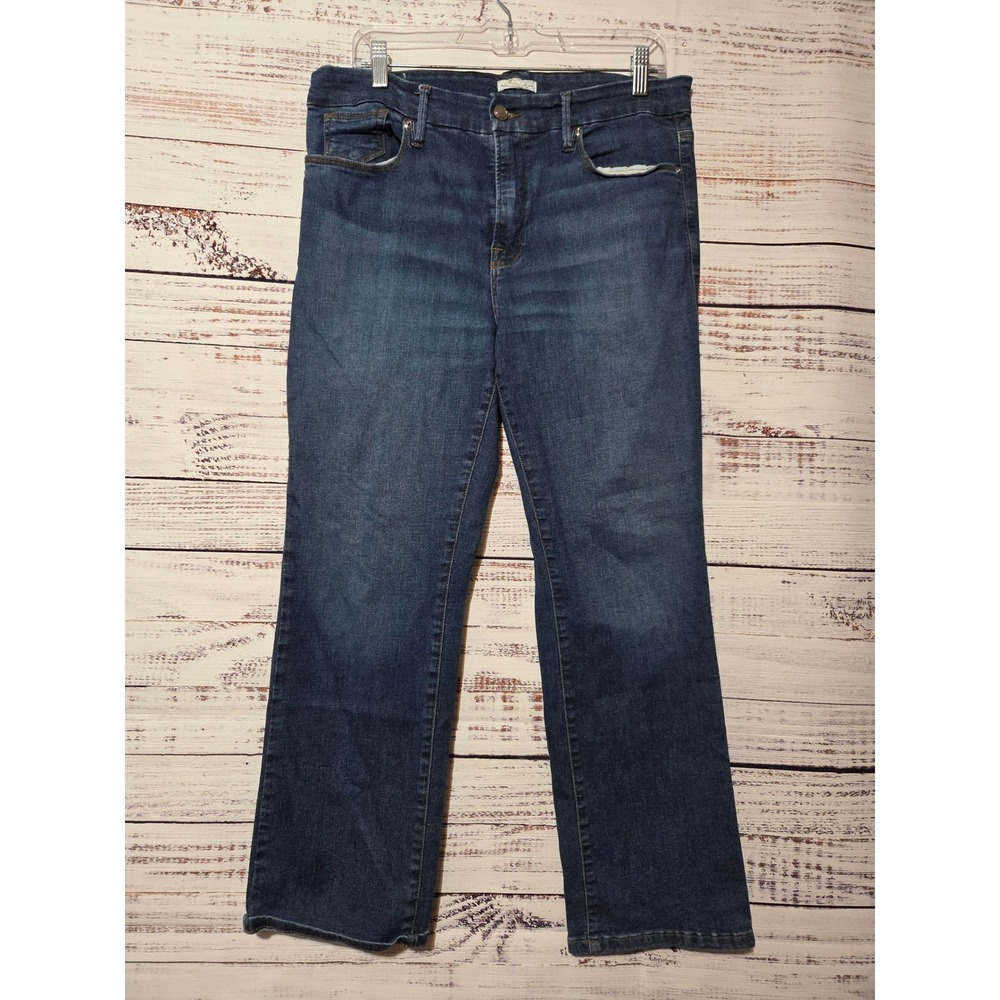 Good American High Rise Straight Leg Jeans Dark Wash Blue Size 14/32